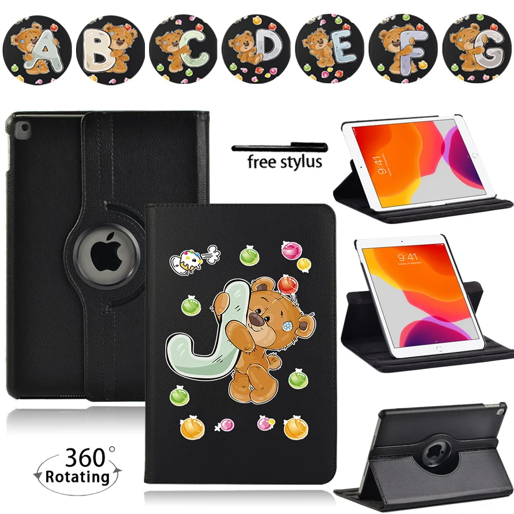 

360 Rotating Tablet Case for Apple IPad 7th Gen (2019)/ IPad 8th Gen (2020) 10.2" Anti-Dust Pu Leather Bracket Cover Case+Stylus