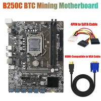 b250c mining motherboard with hd to vga cable 4pin to sata cable 12 pcie to usb3 0 gpu slot lga1151 support ddr4 ram