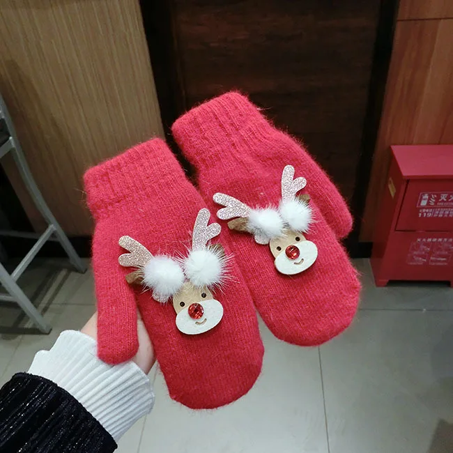 SP &amp CITY рождественские женские зимние перчатки с лосем Мультяшные мерцающие