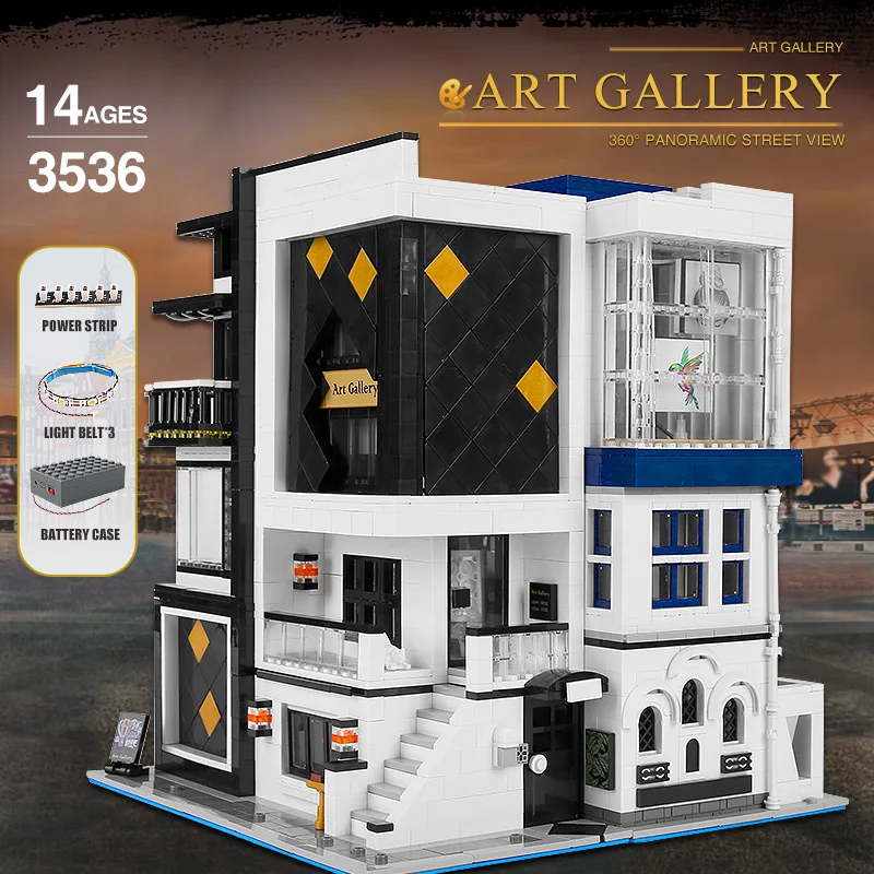 

MOULD KING Streetview Building Blocks The Art Gallery Showcase model With Led light Assembly bricks Kids Toys Christmas Gifts