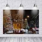 Фон для фотосъемки с изображением рождественской елки камина декоративная подушка кровать для празднования в помещении тканевый фон для фотостудии фотобудка
