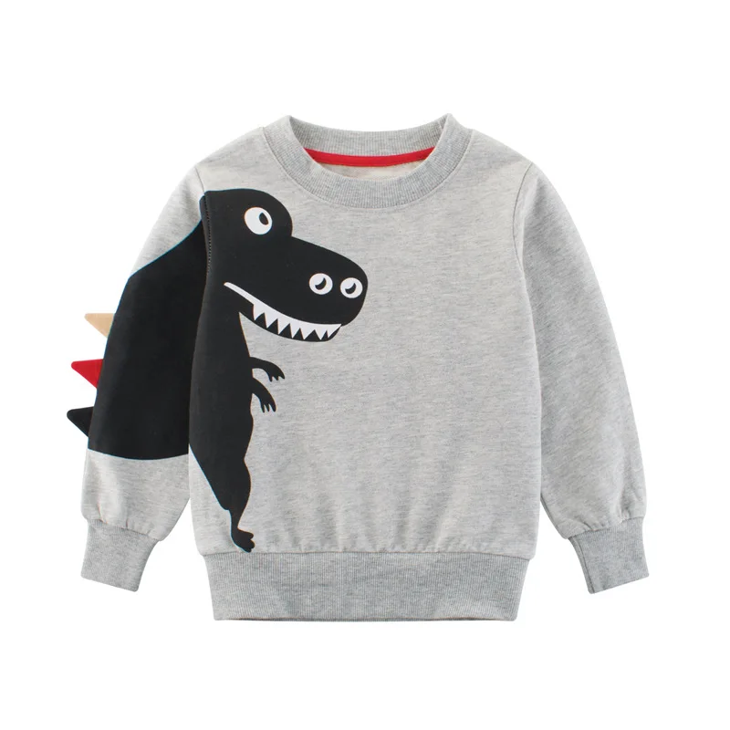 

Children Cute Dinosaur Printing Sweatshirts Long Sleeved Cool Hoodies Toddler Simplicity Pullover Kids Autumn Clothes Boys Tops