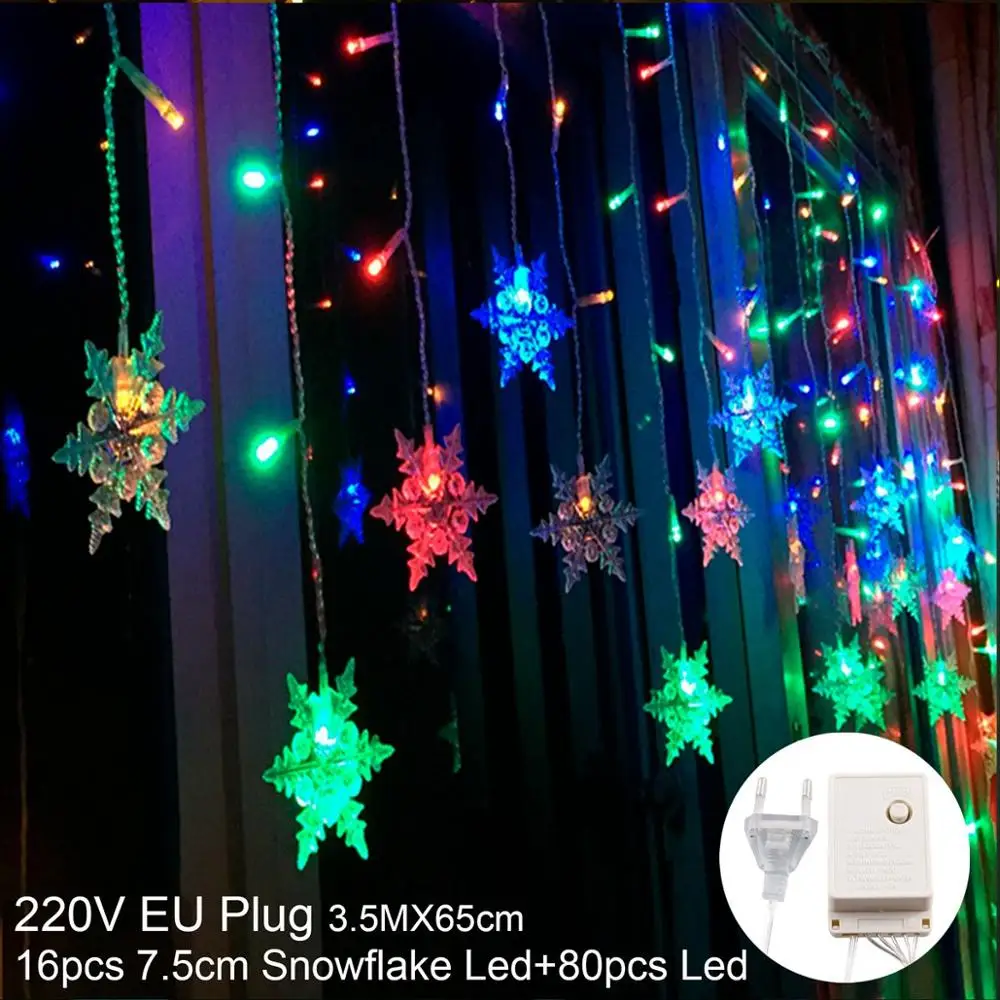EU Plug 220V QIFU Рождественская елка занавеска С лосями светильник Счастливого Рождества Декор для дома Рождество украшения Рождественские подарки Navidad год - Color: EU Plug 220V