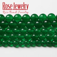 natural chinese green jades beads round loose chalcedony beads for jewelry making diy bracelets wholesale 4 6 8 10 12 14mm 15