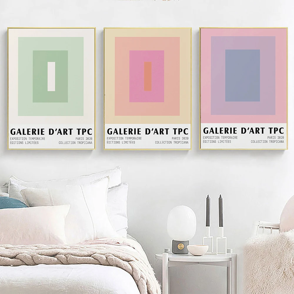 

Modern Color Block Art Print Pink Purple Pastel Poster Abstract Canvas Painting Wall Nordic Print Midcentury Decoration Picture