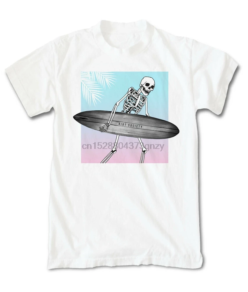 Riot society мужские футболки с коротким рукавом-скелет серфинга белого размера плюс