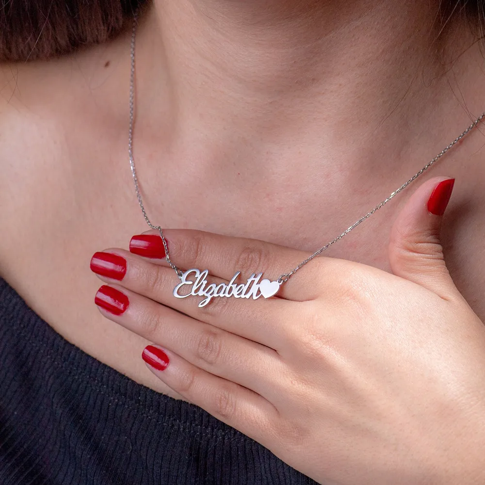 Custom Name Necklace Stainless Steel Gold Choker Personalized Name With Heart Pendant Necklace For Girlfriend Christmas Gift
