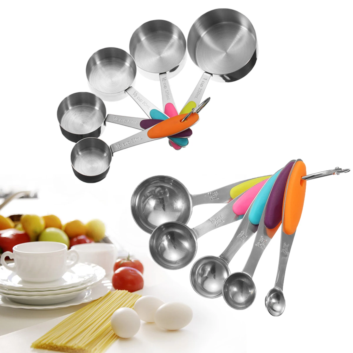 

10Pcs Stainless Steel Measuring Cups & Spoons Tea Spoon Set Kitchen Tool