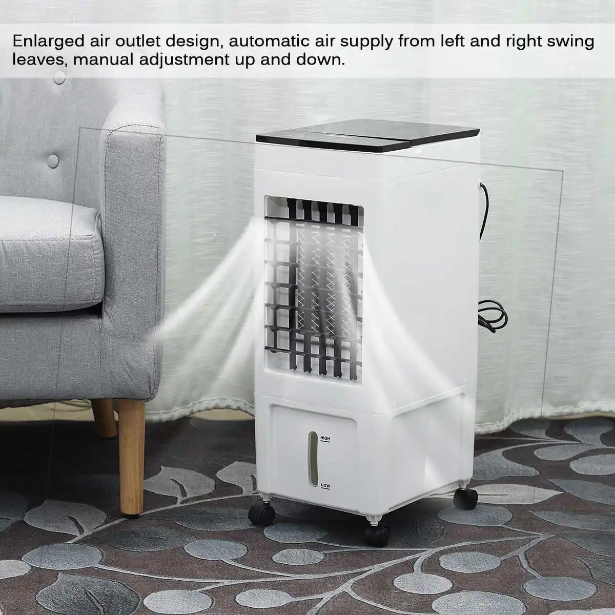 

Air Conditioner Fan 220V 8L 60W Cooler Fan Ice Humidifier Powerful Cooling Wind Summer Chiller Cool Purifier +4 Pcs Ice Crystal