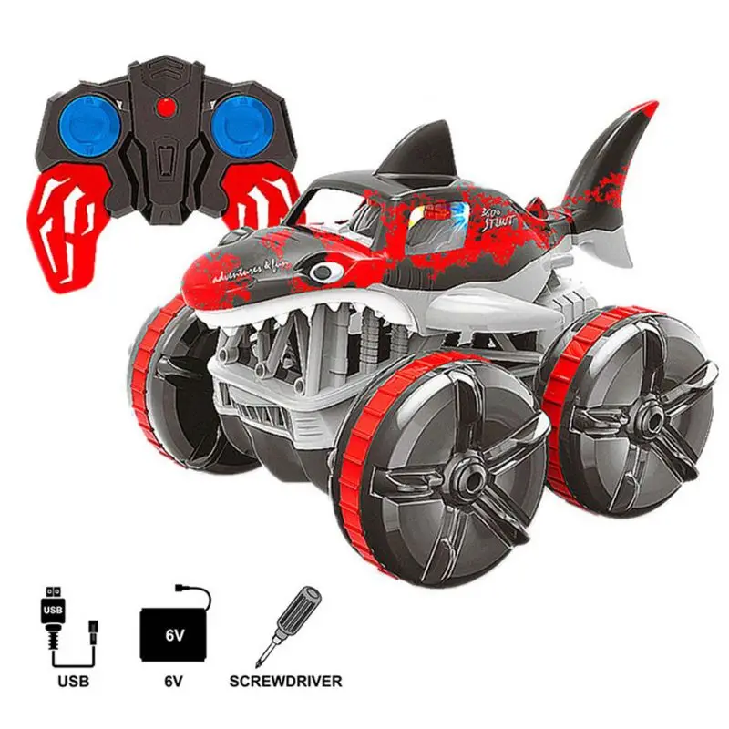 

2.4G Waterproof Remote Control Amphibious Grass Land Driving Shark Car with Breathing Light Four-wheel Drive Racing Car