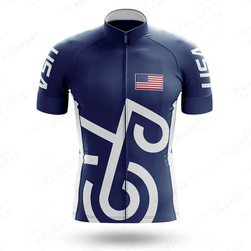 USA Men's Short Sleeve Cycling Jersey Summer Bike T-shirt Outdoor Road Bike Pro Team Ropa De Ciclismo Hombre Quick-Dry Shirt