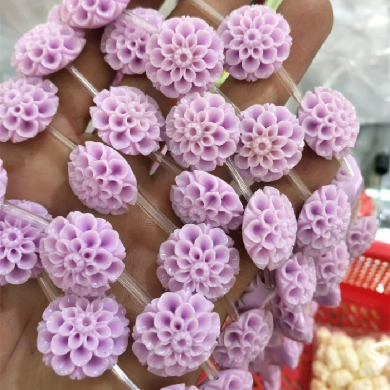 

30PCS Purple Flower Beads String Clay Material Loose DIY Beads Accessories Size 20MM For Women's Jewelry Making Findings