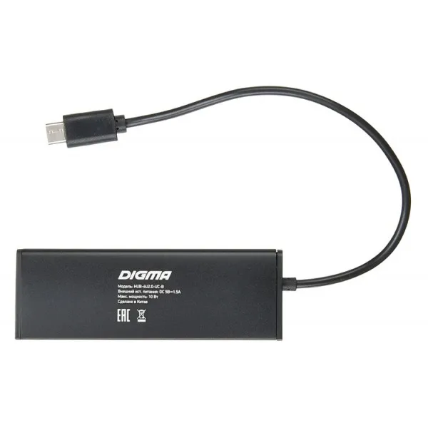 Разветвитель usb-c digma hub-4u2.0-uc-b 4порт. черный | Компьютеры и офис