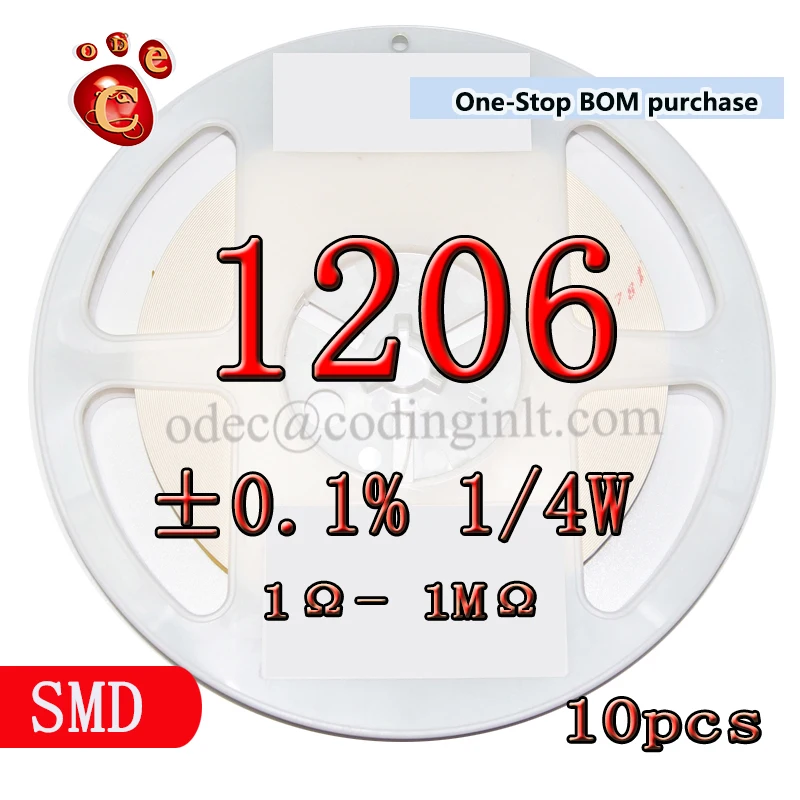 

1206 0.1% 0.001 1/4W High precision Resistors 15PPM 4.99R 49.9R 240R 7.5K 30K 51.1K 270K millesimal thousandth ohm 10pcs/lot