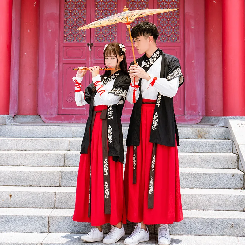 

Бесплатная доставка, антикварные костюмы hanfu, вышитые/светодиодные юбки с длинным рукавом, костюмы hanfu класса CP, костюмы для мужчин и женщин