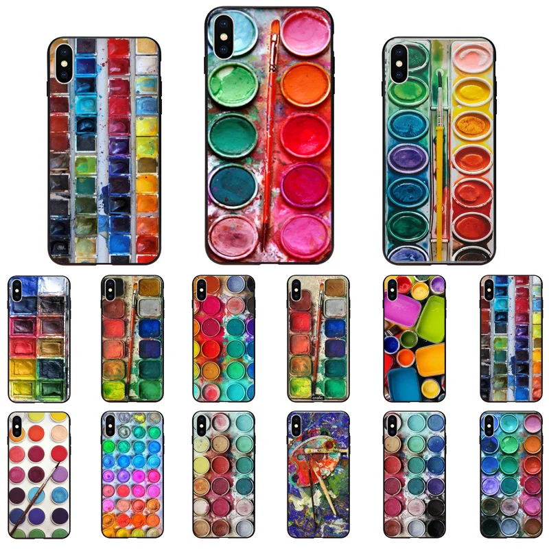 

Watercolor Set Paint Palette Box Phone Case for iphone 13 12 11 Pro Max Case For iPhone XS MAX X XR SE2 8 7 Plus