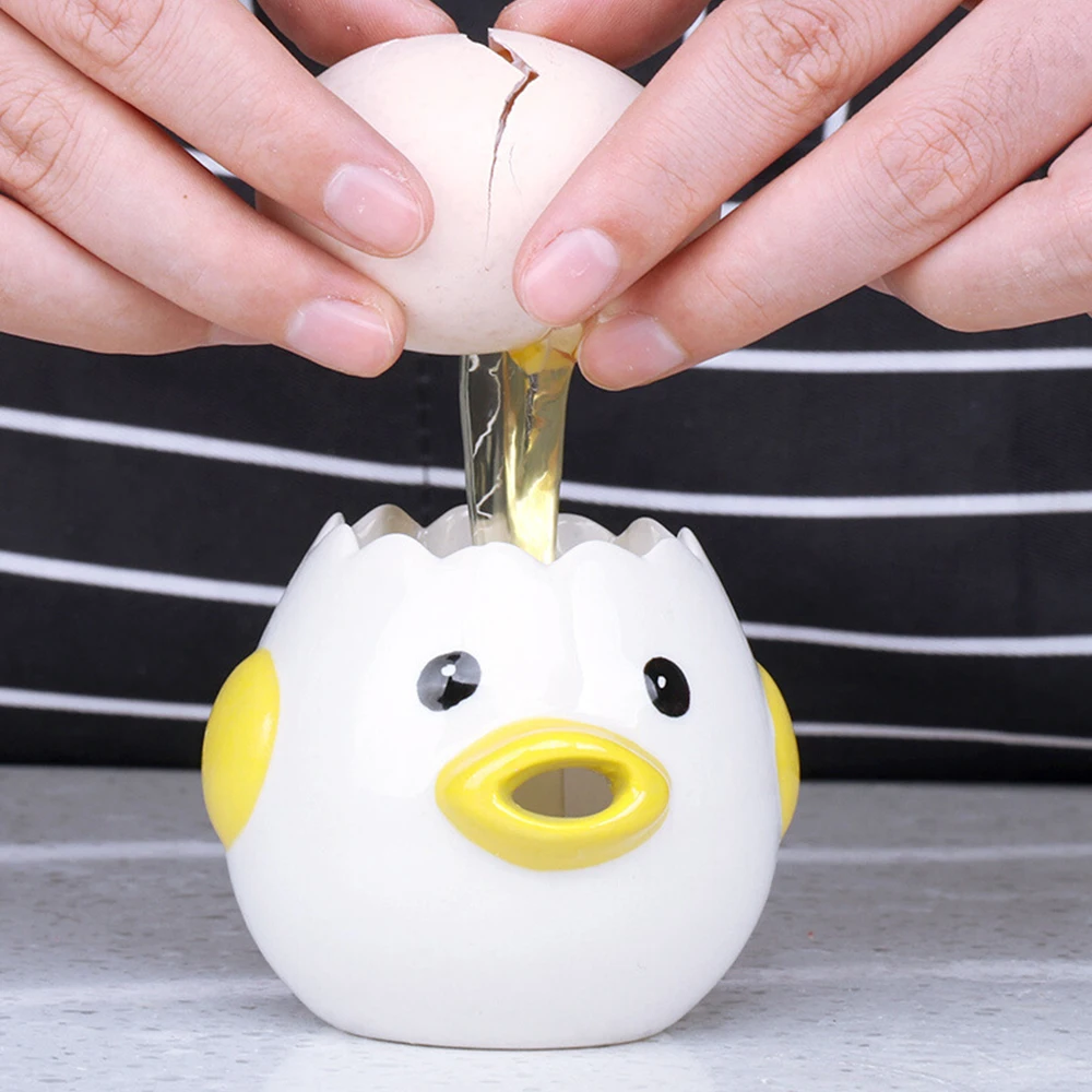 Creative Egg Yolk White Separator Kitchen Cooking Easy Clean Ceramic Mini Cute Cartoon Chick New Upgrade Tools | Дом и сад