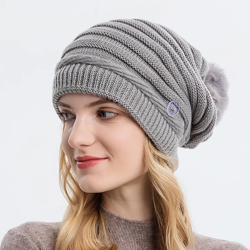 

2021 Women Thick Caps Simple Solid Rolled Hem Hat Blends Soft Knit Hat Beanies Woolen Winter Spring Warm Caps Skullies Gorras
