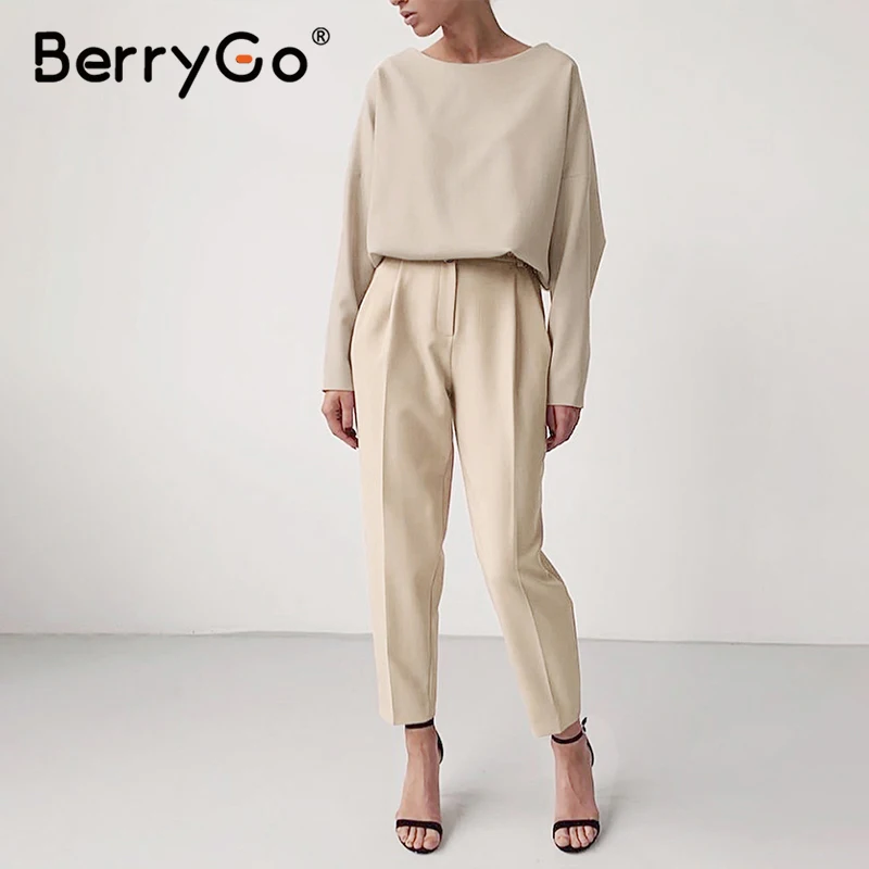 BerryGo Офисная Женская Весенняя коллекция блузка рубашка женская Минималистичная