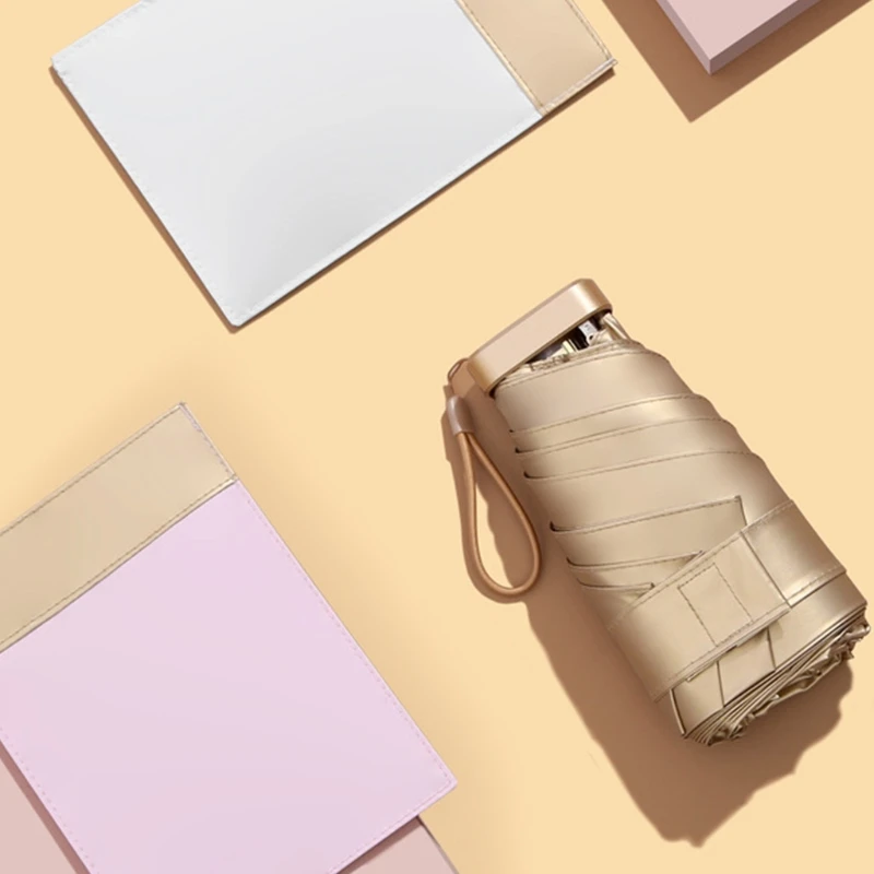 Маленький складной зонтик с 6 ребрами для путешествий портативный легкий от