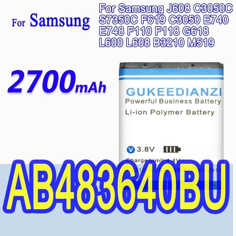 Аккумулятор GUKEEDIANZI AB483640BU для Samsung J608 C3050C S7350C F619 C3050 E740 E748 F110 F118 G618 L600 L608 B3210 M519 2700