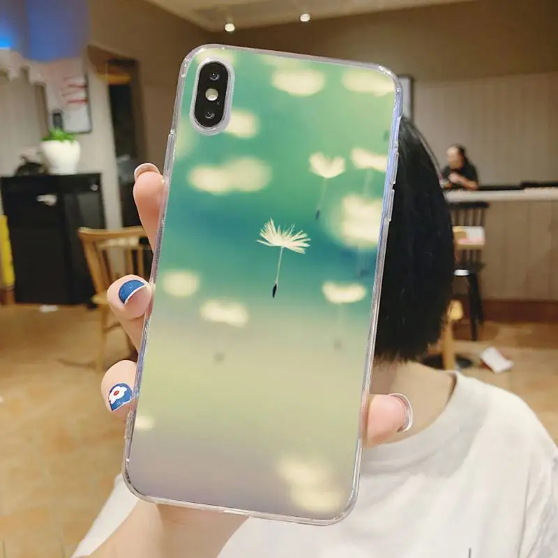 

Flower Dandelion Ink Drawing Phone Case Transparent for iPhone 6 7 8 11 12 s mini pro X XS XR MAX Plus