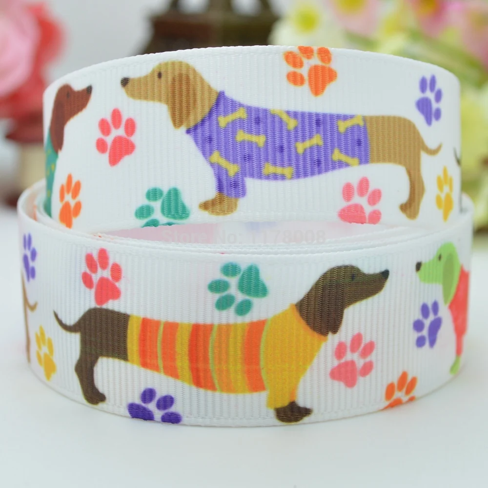 7/8 &quot22 мм милые животные собачьи лапы напечатаны grosgrain ленты hai rbow DIY ручной работы
