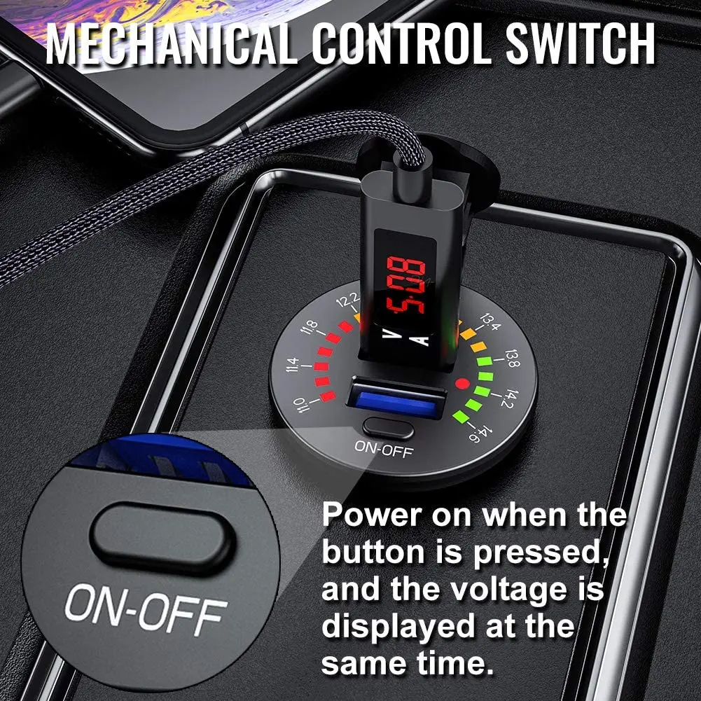 Водонепроницаемое зарядное устройство QC3.0 с двумя USB-портами переключатель