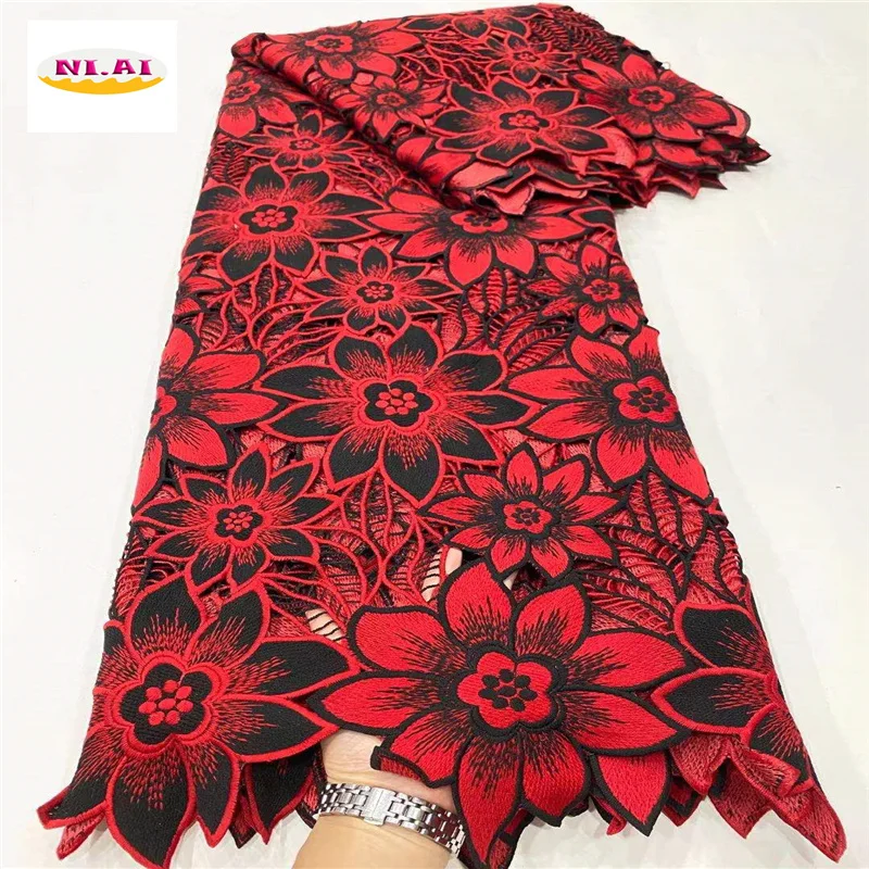 

Кружевная ткань с вышивкой из молочного шелка, африканская кружевная ткань, Высококачественная нигерийская кружевная ткань из гипюра для с...