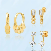 2021 new trendy women earrings luxury golden inlay crystal fine needle stud earring k pop round drop ear buckle attractive gifts