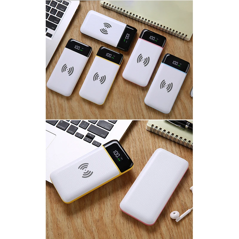 Быстрая зарядка Беспроводная зарядка power Bank 20000 мАч внешняя батарея портативное зарядное устройство для мобильного телефона универсальное зарядное устройство 2 USB