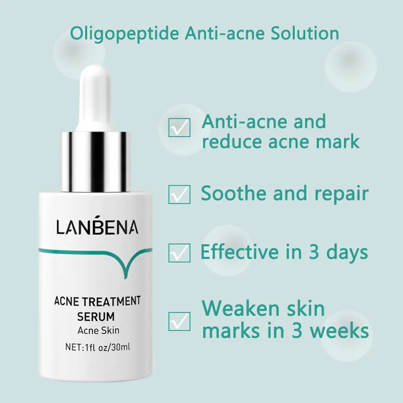 

LANBENA Acne Treatment Serum Oilgopeptide Anti Acne Solution Reduce Mark Shrink Pores Deep Repair Strengthen Skin Bottom 30ML