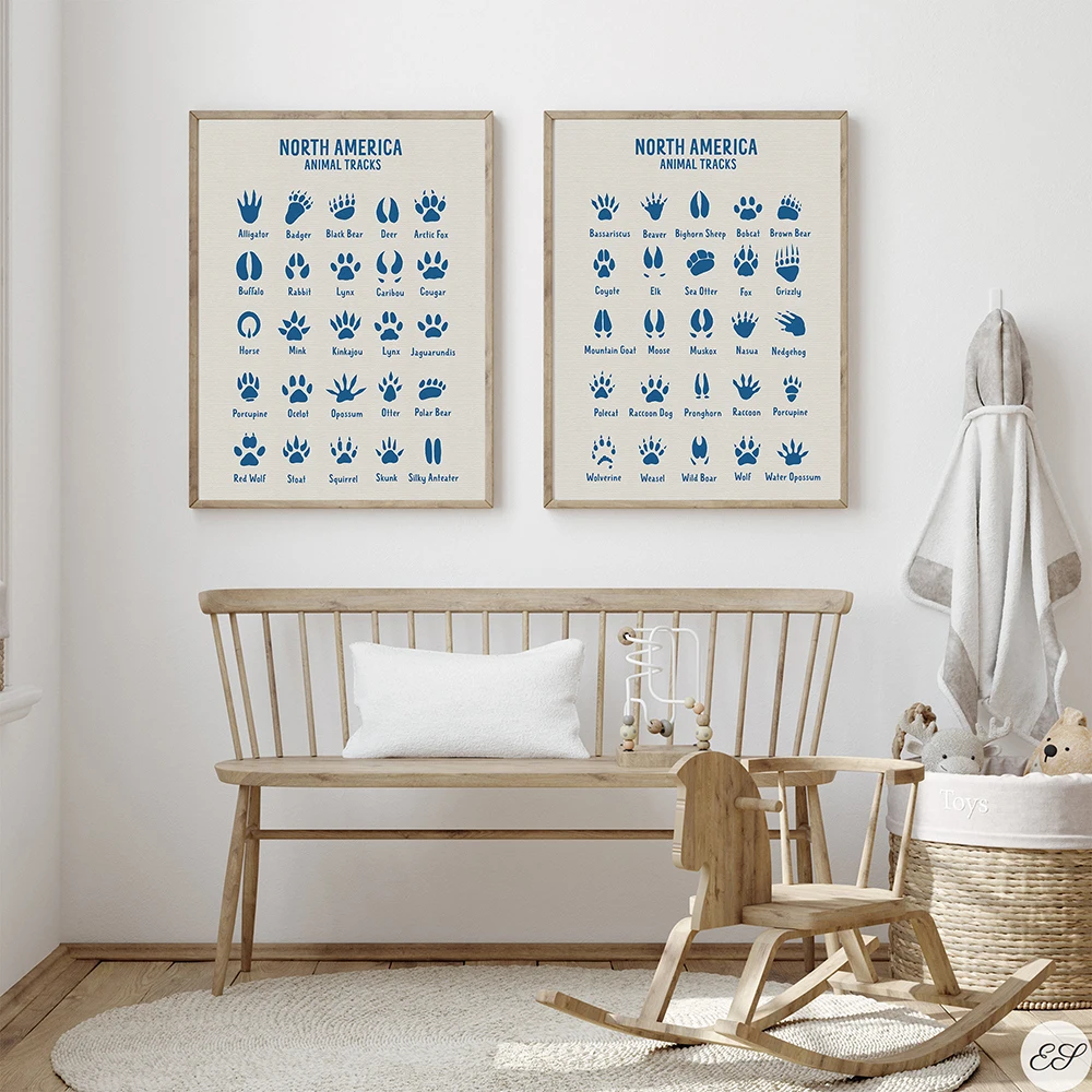 Животные треки печать постер животное полевой гид Настенная картина на холсте
