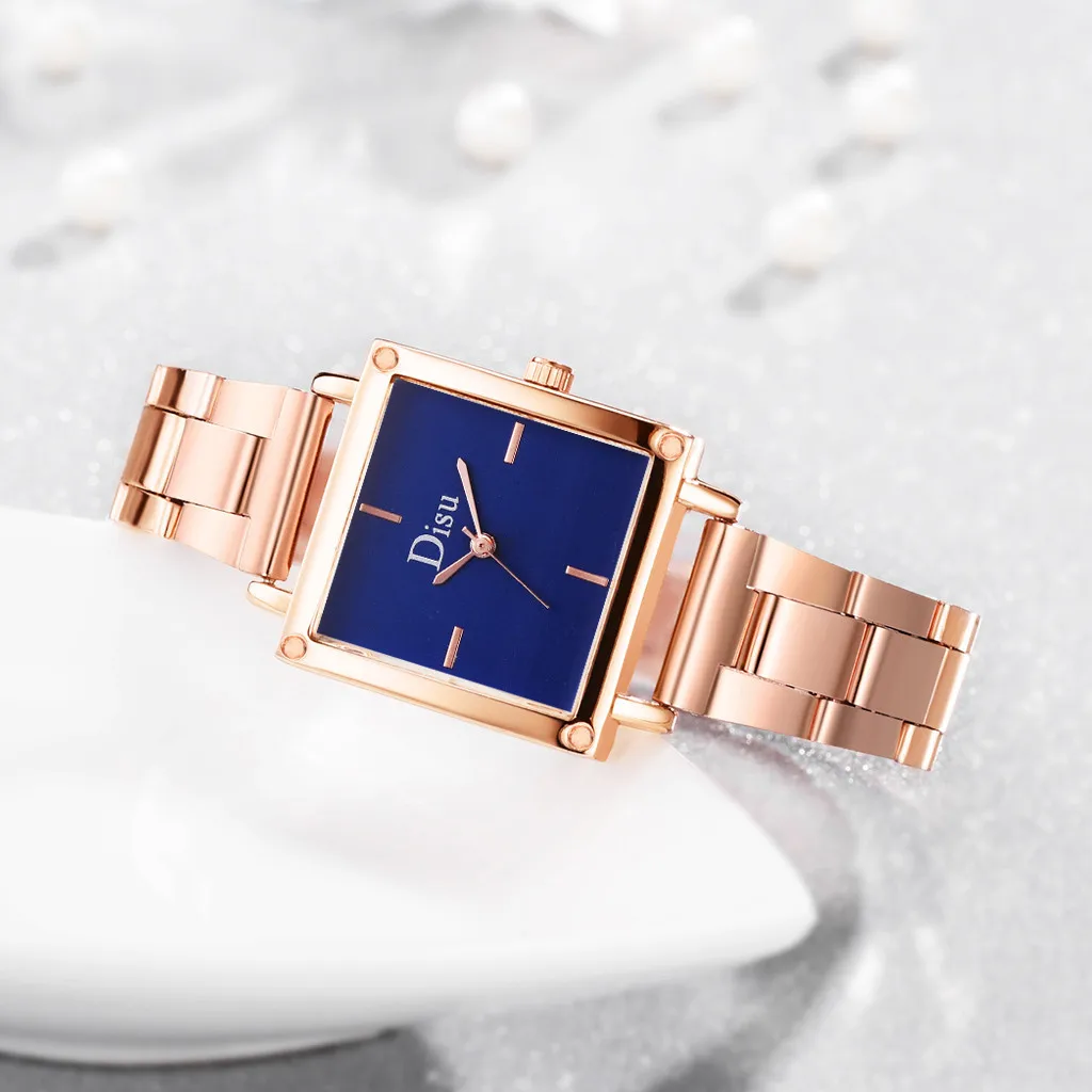 Женские часы со стальным ремешком женские кварцевые с квадратным циферблатом