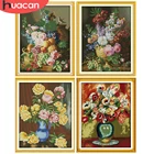 HUACAN DIY наборы крестиков для цветов Подарочный Набор для вышивки крестиком цветы 11CT 14CT белый холст домашний декор