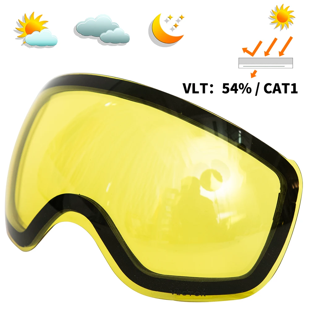 Only Yellow Lens OTG очки для лыж и сноуборда для женщин и мужчин лыжный наглазник УФ 400 очки для защиты от снега взрослые двойные сферические зеркальные магнитные - Цвет: Only Yellow Lens