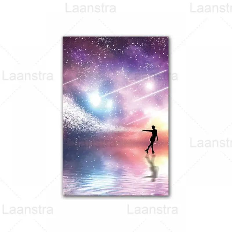 

Beautiful Night Sky Meteor Skating Girl Decor Poster Canvas Paintings Home Decor Living Room Bedroom Wall Art Landscape HD Print