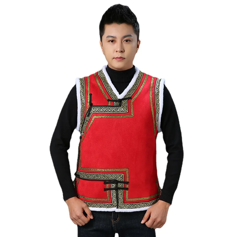 Зимний мужской жилет флисовый плотный теплый Традиционная монгольская одежда в