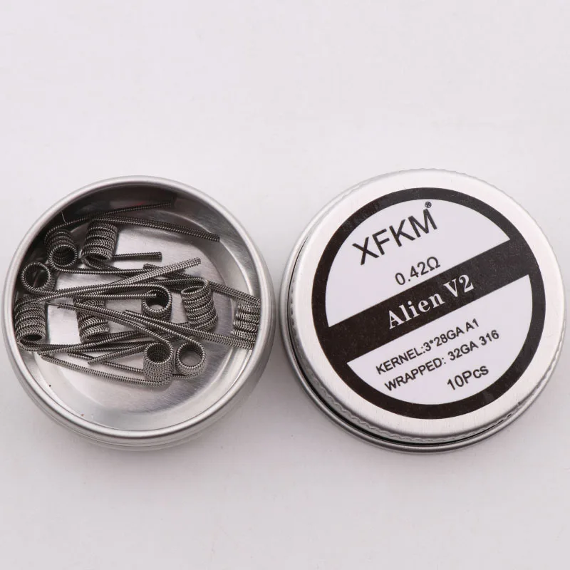 Новинка XFKM NI80 A1 SS316L 10 шт./лот готовая катушка ALIEN V2 проволочные катушки