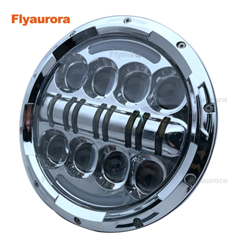 7-дюймовая черная/Серебристая мотоциклетная фара DRL с монтажным кронштейном