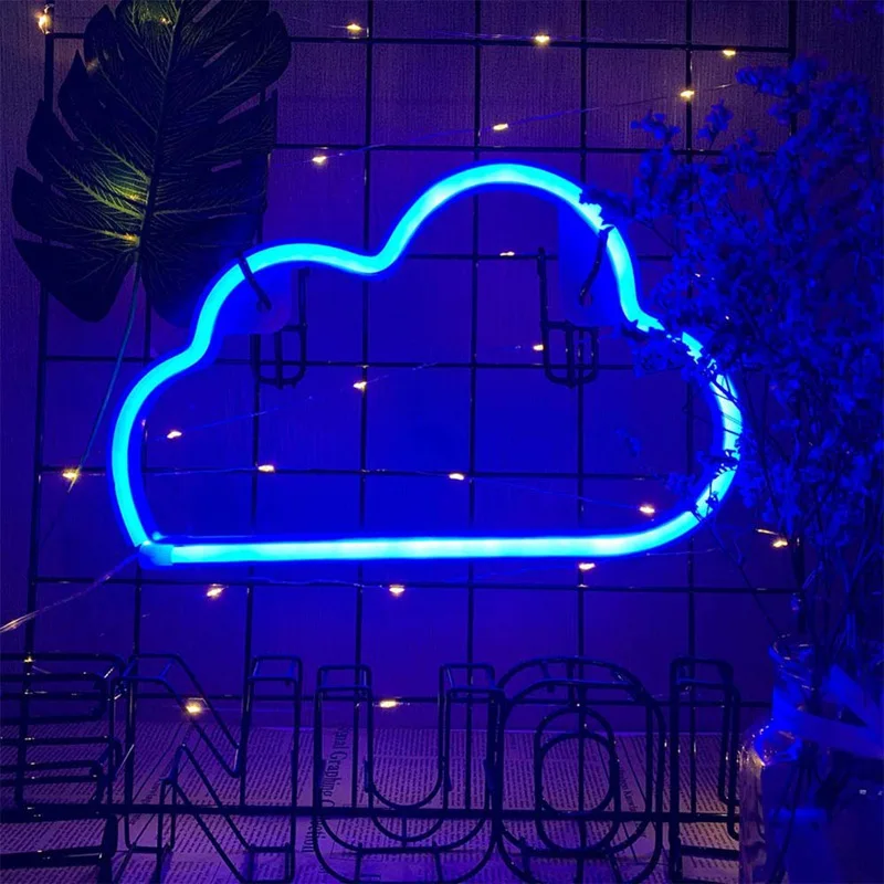 

USB LED Neon Light Blue Cloud Neon Art Signs Lights For Bedroom Walls Night Lights Decor Home Party Decor Supplies Neon Light
