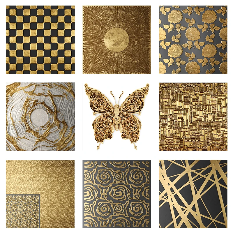 

Nordic retro golden texture canvas paintings and posters, abstract pattern wall art prints, for home living room decoration