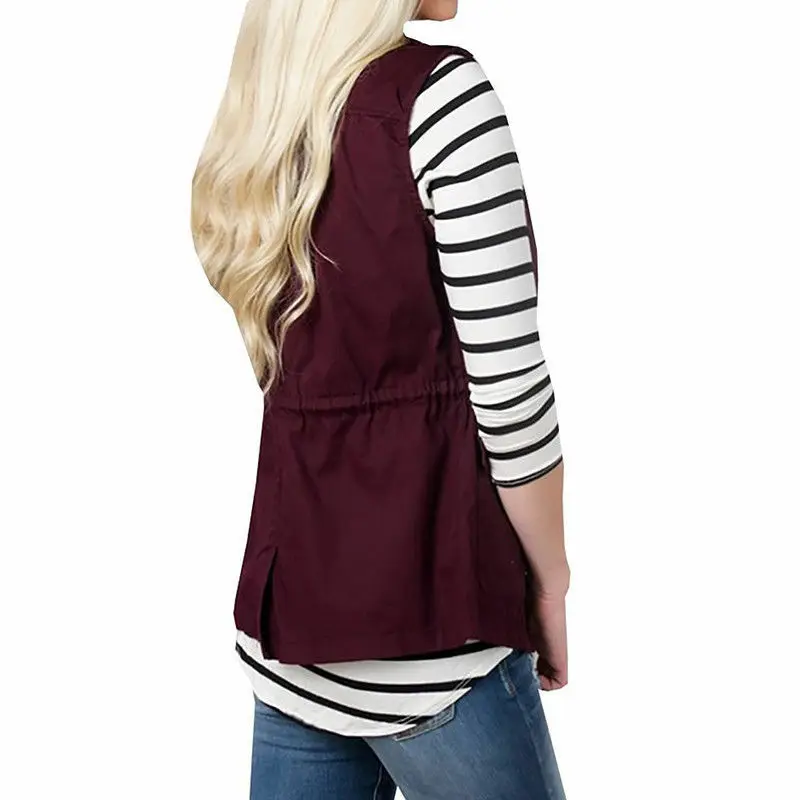 Женский зимний жилет Женская легкая куртка без рукавов в стиле милитари на