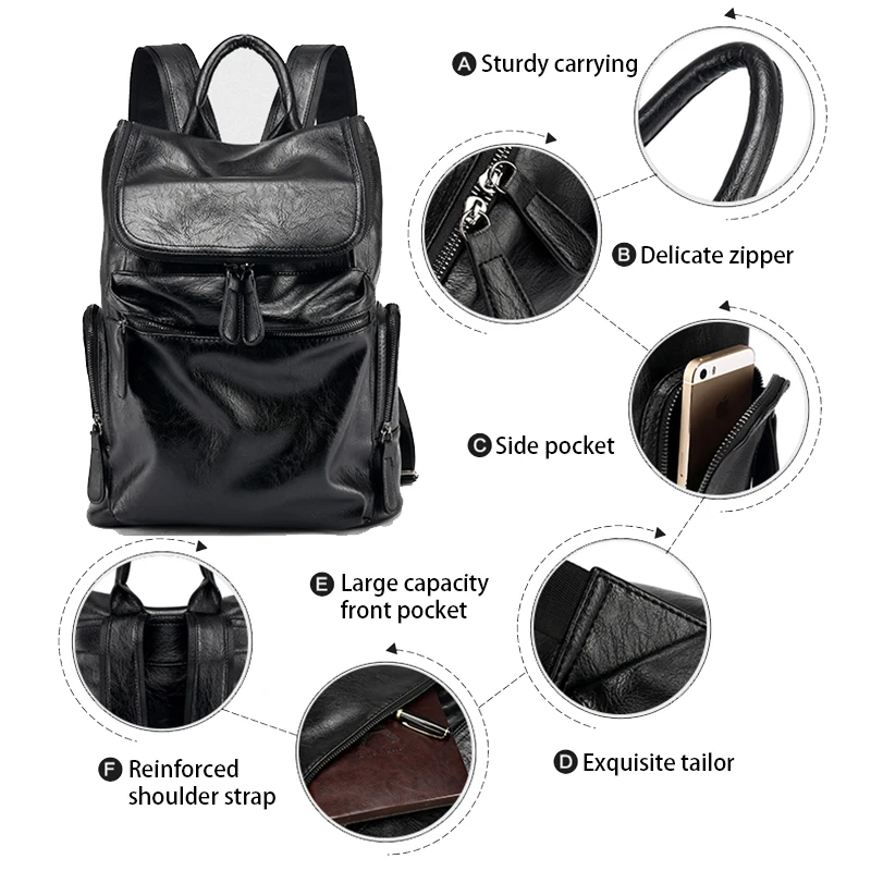 Модный рюкзак из искусственной кожи мужской водонепроницаемый для ноутбука