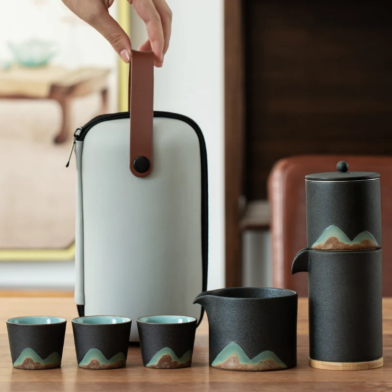 Керамический чайник LUWU в горном стиле с 3 чашками полуавтоматический чайный