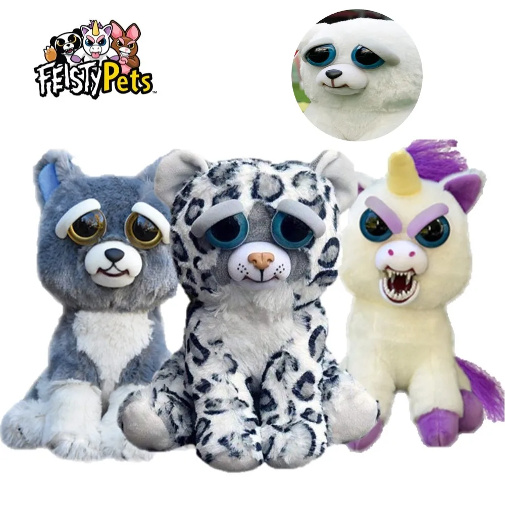 Мягкие игрушки для детей Feisty Pets со смешным лицом снежный леопард мягкие плюшевые