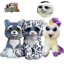 Мягкие игрушки для детей Feisty Pets со смешным лицом снежный леопард