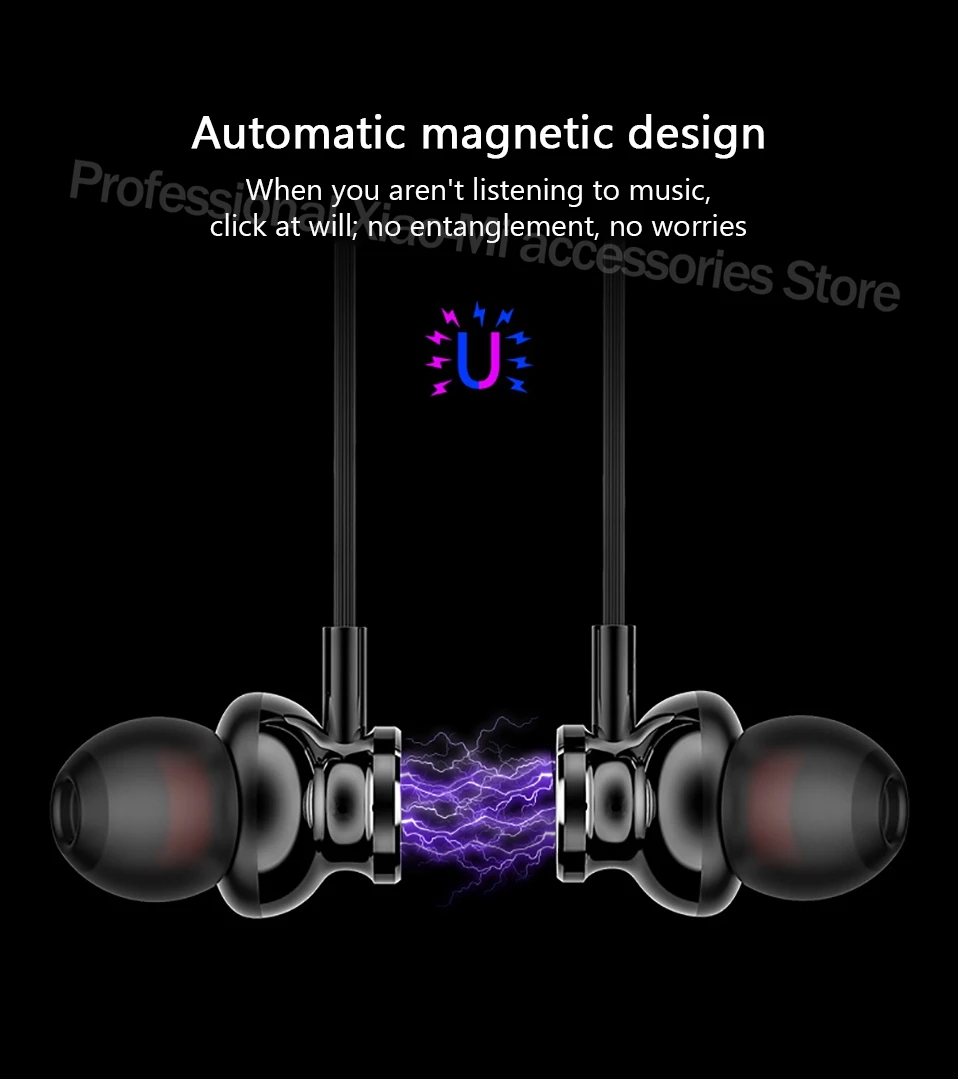 Magnetic Earphone 3.5mm Digital Audio Metal Bass Headset With Mic Headphone Stereo 3D HiFi Sound Sport Earbuds For Xiaomi iPhone