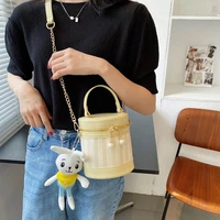 summer popular bucket handbags 2021 new texture fashion woven one shoulder messenger bag western style woven handbag