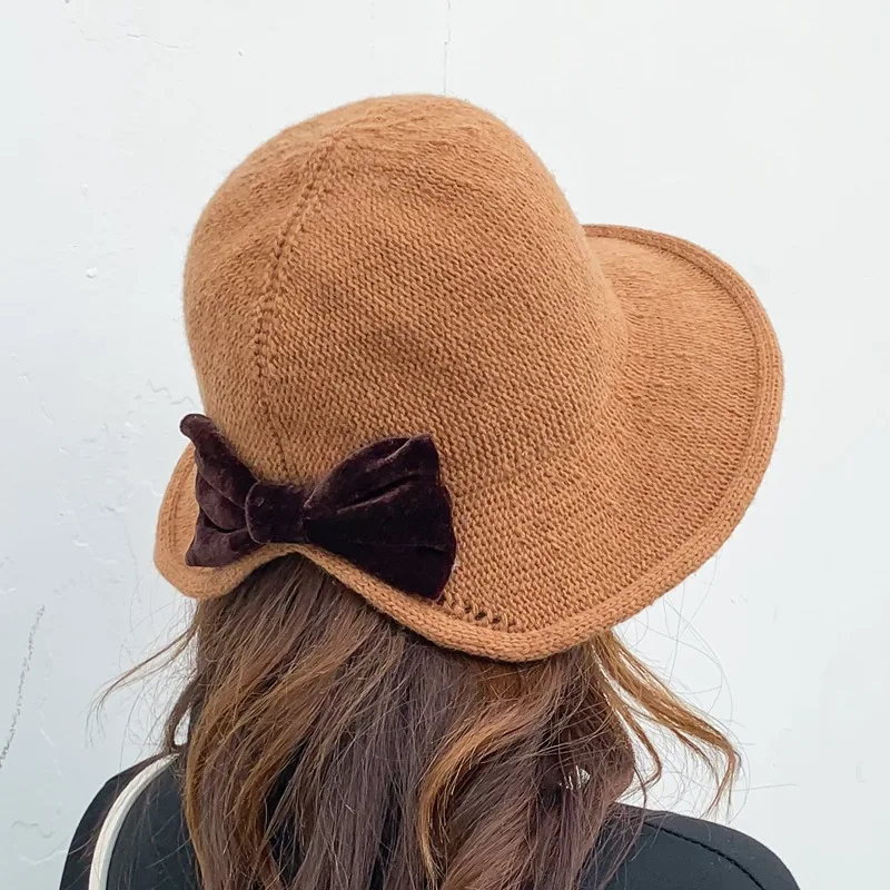 2019 осенне зимняя Рыбацкая шляпа новая Корейская версия однотонные вязаные